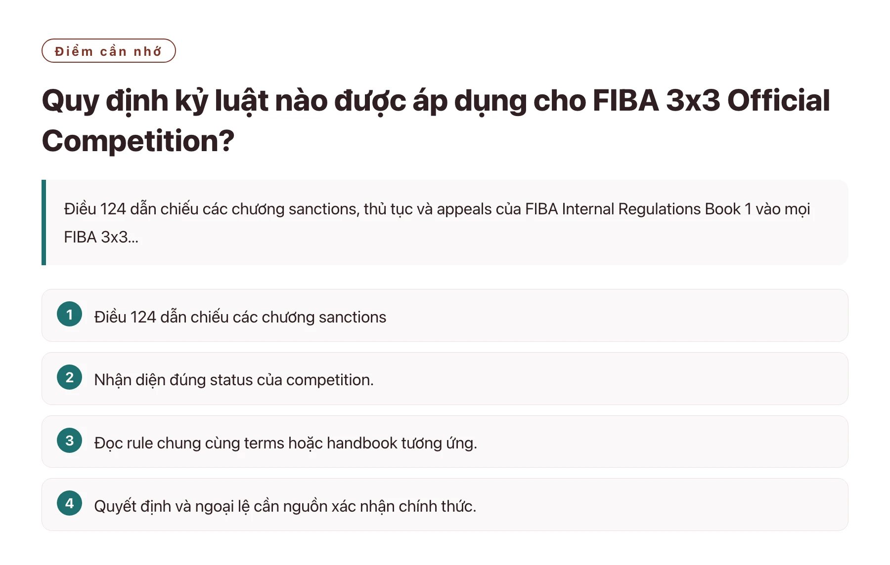 Quy định kỷ luật nào được áp dụng cho FIBA 3x3 Official Competition?——全文要点速览
