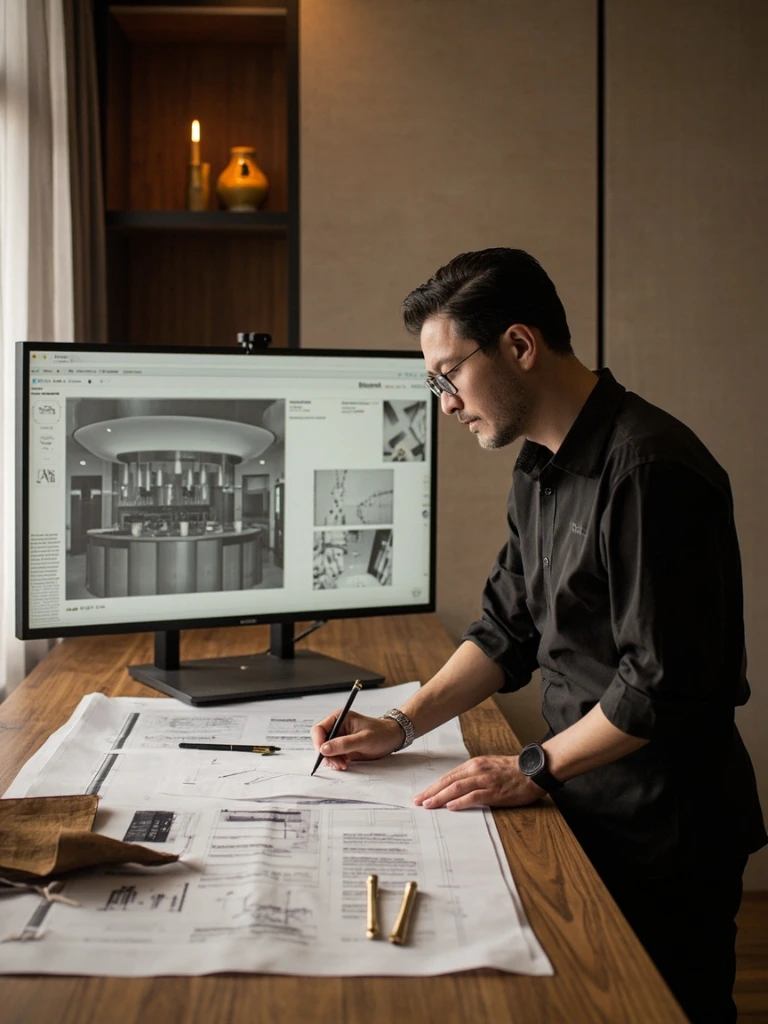 Detailed construction drawings reviewed alongside physical samples.